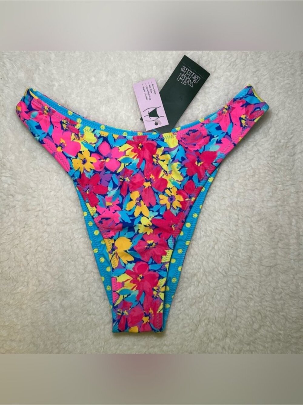 Wild Fable Reversible Mid Rise High Leg Super Cheeky Floral Bikini Bottom XS NEW